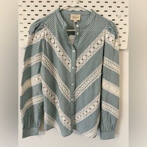 SEZANE Blue and White crochet lace top - 36EU